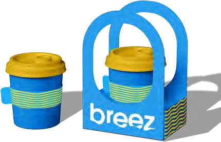 Breez branded cups and carrier